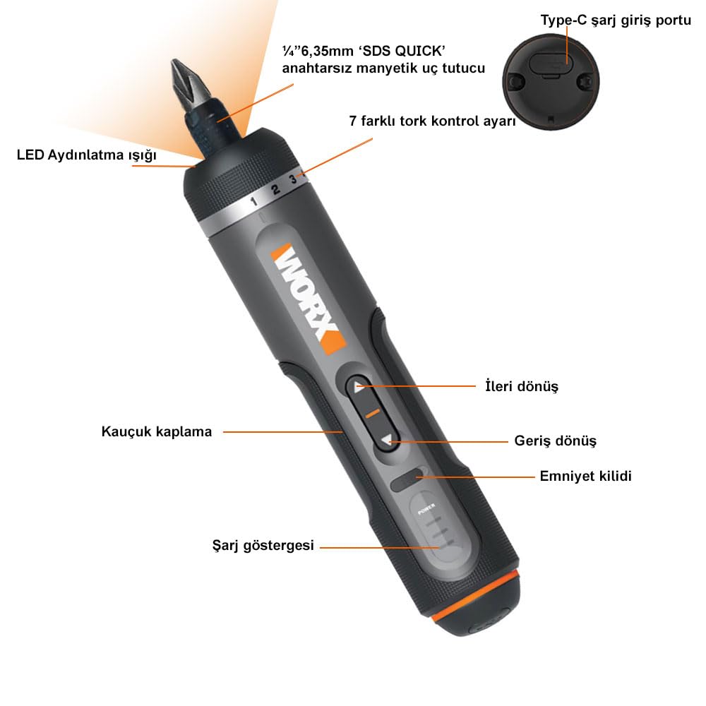 WORX WX242 Akku-Schraubendreher 4V + 30 Bits