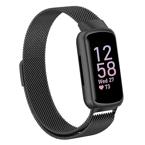 KINBOM Replacement Strap for Fitbit Inspire 3, Adjustable Metal Watch Bands with Magnetic Loop