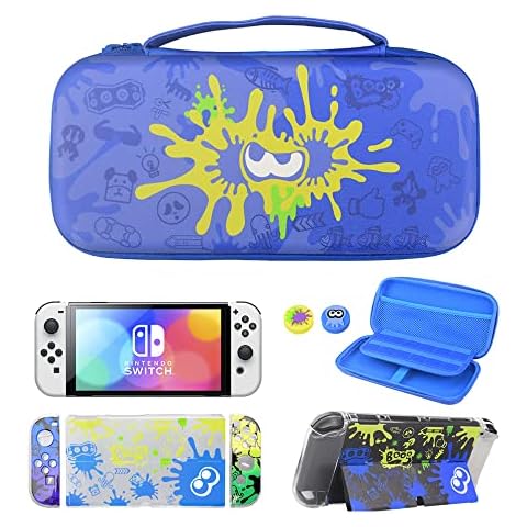 XINRUISEN Carrying Case Kit for Nintendo Switch OLED 7inch, Hard Shell Travel Storage Bag Case Set Accessories Bundle Bag for Switch OLED 2021, with Protective Case Cover, Thumb Grip Caps Cover