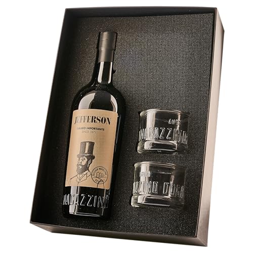 Jefferson Importante, 700 ml, Calabrese con Note Agrumate ed Erbacee, Ideale con Bitter e Vermouth, Botaniche Selezionate e Raccolte a Mano, Confezione Regalo con Bicchieri, 30% Vol.