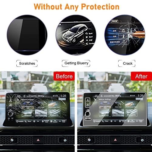 Yumzeco Compatible with 2022-2025 Honda Civic Screen Protector 2023 2024 2025 CRV HRV Pilot Integra 9Inch,Tempered Glass Screen Protector for 2022-2025 Civic 2023+CRV HRV Pilot Integra 3-Hole Film