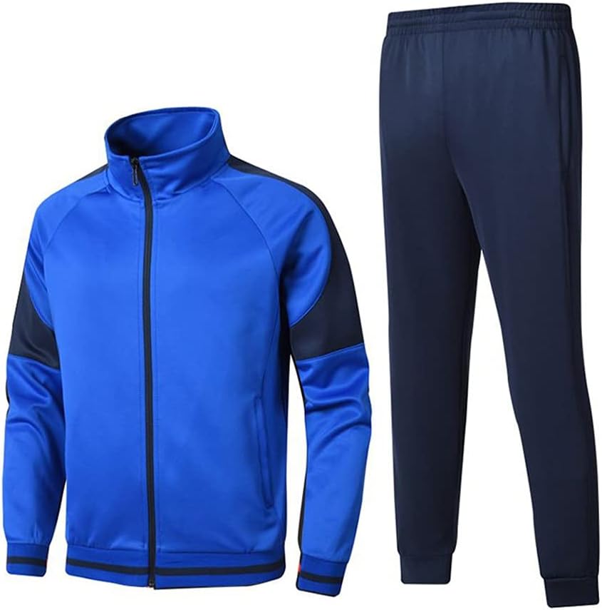 Men Sets Suit Patchwork Zipper Sweatshirt +Sweatpants Men's Clothing 2 Pieces Sets Slim Tracksuit
