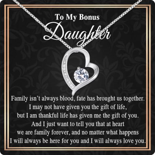 Larvincy Bonus Daughter Gifts from Stepdad Stepmom With Heartfelt Message & Elegant Box - Jewelry Gifts For Stepdaughter To My Bonus Daughter Necklace On Birthday Graduation Wedding Christmas & More