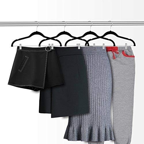 OIKA Black Velvet Hangers with Clips–16.7-Inch Space-Saving Pants Hangers for Skirts, Dresses, Non-Slip Closet Organizers (20 Pack) - Image 3