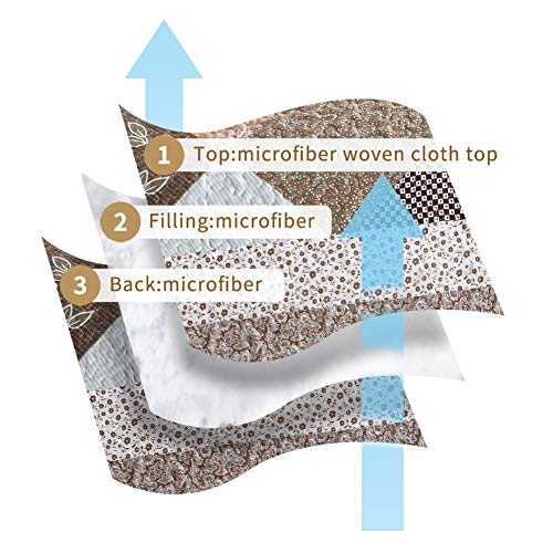 NEWLAKE Quilt Bedspread Sets-Checkered Floral Reversible Coverlet Set,Queen Size
