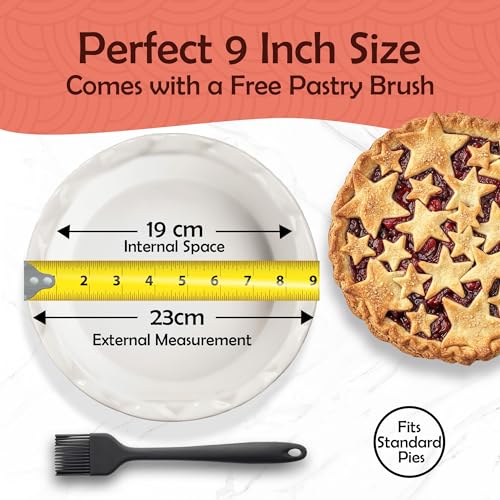 Muldale White Ceramic Pie Dish 23cm Fluted - 9 Inch Apple Crumble Pie Pan for Baking - Round Flan Dishes for the Oven - Image 3