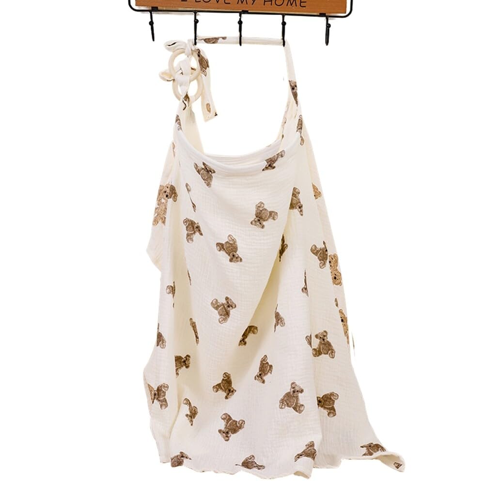 Muslin Nursing Cover Breastfeeding Scarf Soft Breathable Cotton Breastfeeding Cover Full Privacy Breastfeeding Cover Up Nursing Cover Maternity Shawl Nursing Apron for Mother Outdoor, Swaddle