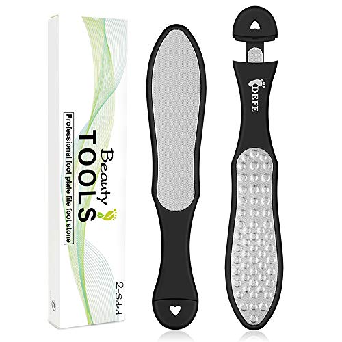 Lima de Pies Doble Cara, Eliminador de Callos con Diseño Ergonómico, Lima de Callos de Acero Inoxidable para Eliminar la Piel Dura o Muerta (Negro1)