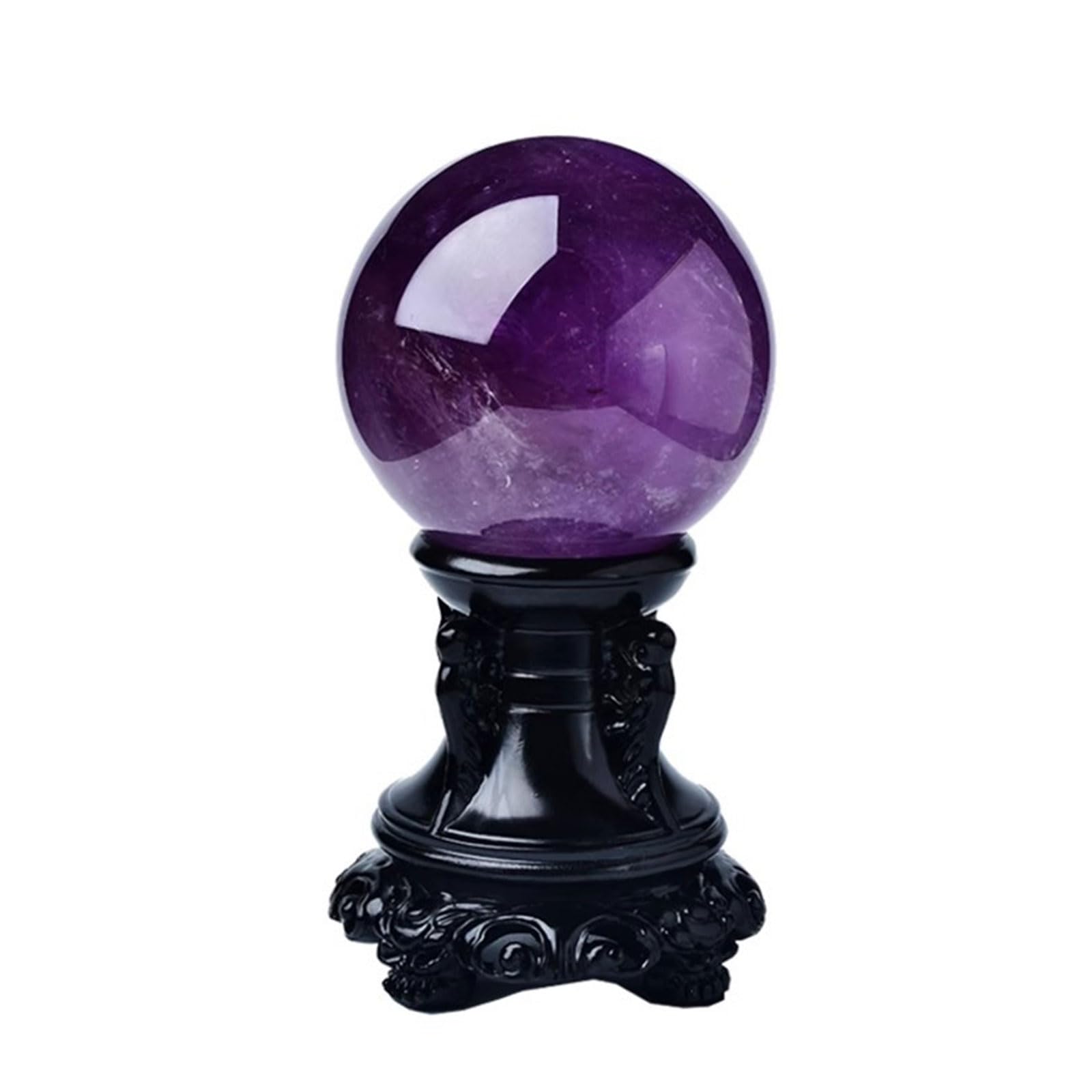 DSZUJTYROP Decorative Ball Crystals Amethyst with Wooden Stand FengShui Divination Spheres for Fortune Telling Home Decor Gift,5cm/1.9in