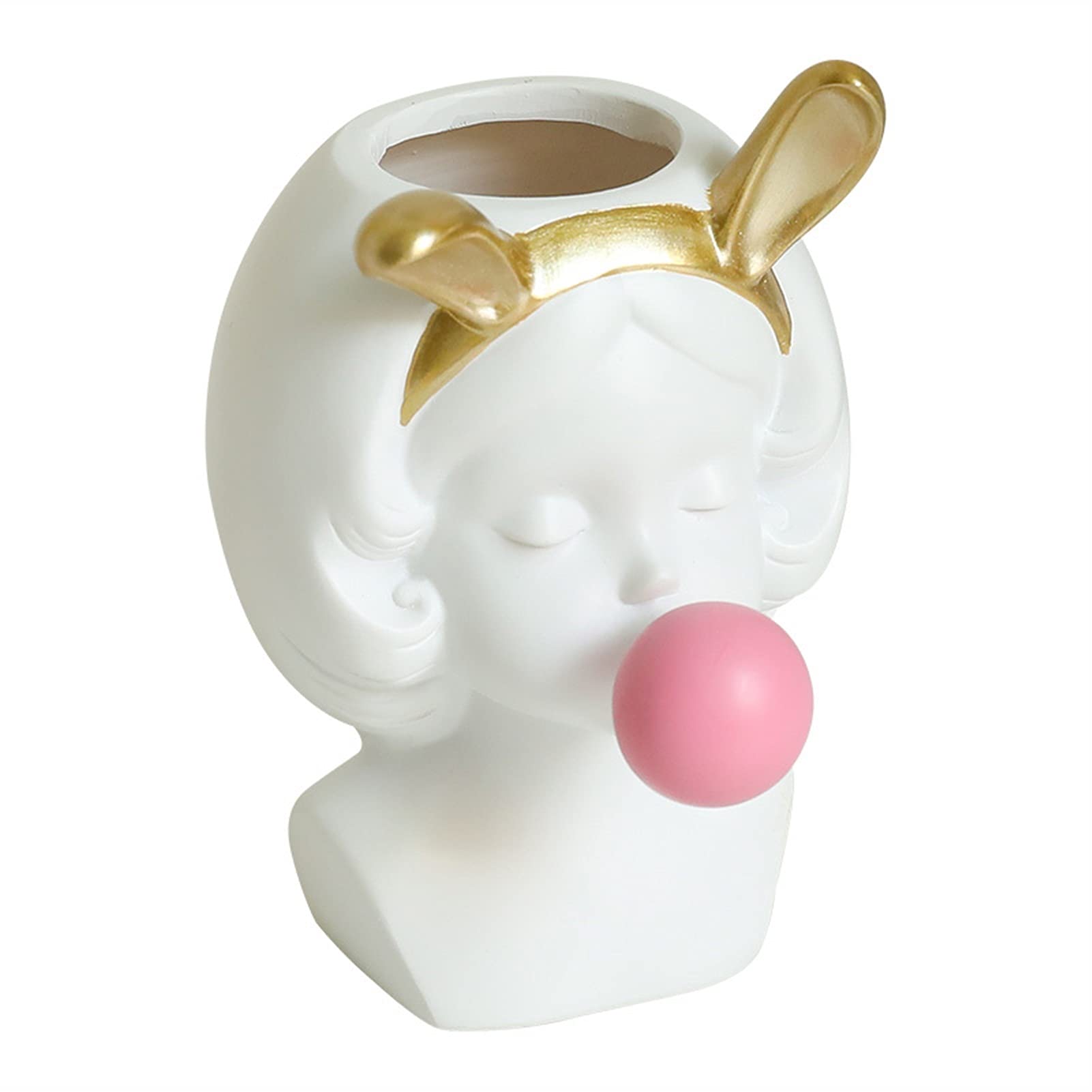 Pojemniki na ołówki Cute Girl Bubble Gum Figurine Pen Holder Ołówek Uchwyt Biurko Organizator Makeup Szczotka Organizator Kwiat Garnka Rzeźba Waza papeteria