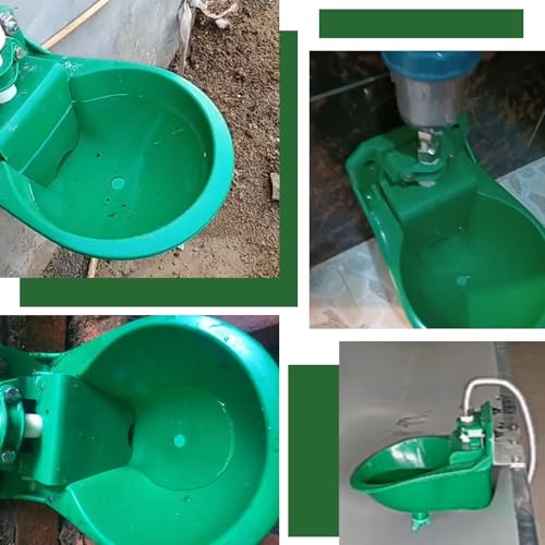 2PS Automatic Plastic Goat Waterer,Livestock Water Bowl with Copper Valve and Drain Hole, Automatic Water Bowl for Sheep Dog Piglet Calf