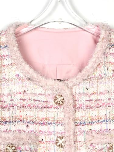 Women's Tweed Coat Long Sleeve Elegant French Socialite Blossom Romantic Tweed Braided Jacket3