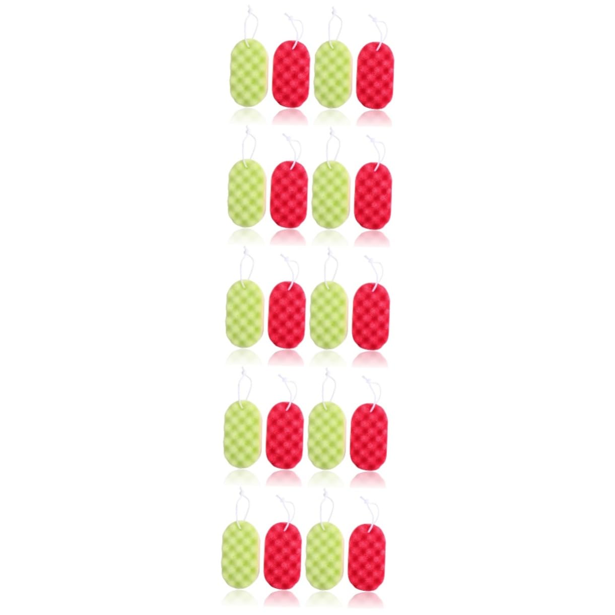 Healeved 20piezas Esponjas De Baño Suaves y Resistentes Para Adultos De Amarillas y Rojas Accesorios De Ducha Para Limpieza y Masaje Corporal Abundante y Confortable