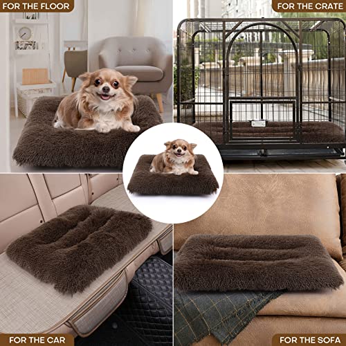 Lucky Monet Small Dog Beds 24" X 18", Fluffy Calming Dog Bed Washable Dog Crate Mat Plush Rectangle Pet Bed With Anti-Slip Backing, Long Plush Pet Beds For Dogs Cats Puppies #TOP6