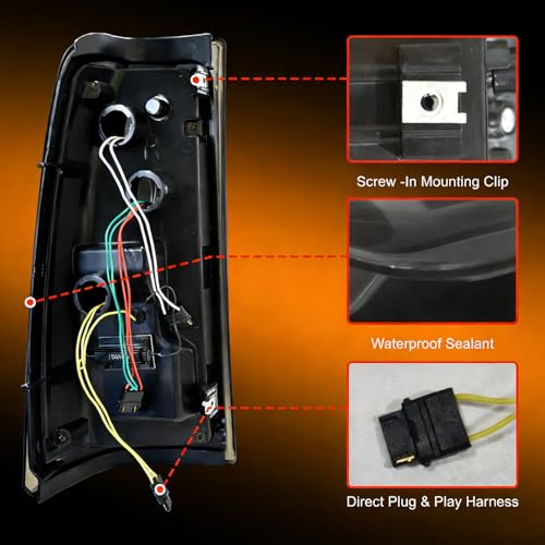 Image of Sequential Led Tail Lights Fit for 1999-2006 GMC Sierra 1500 /2500 /3500,1999-2002 Chevy Silverado 1500 /2500, Starting Animated Dynamic Turn Signal,Brake Light,Reverse Light,Rear Light Assembly, Smoked