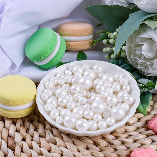 Image of White Pearl Sprinkles for Cake Decorating, 4 Sizes Sugar 130g /4.6oz, Cupcake, Ice Cream, Donuts, Macaron Toppings Supplies (2mm, 4mm, 7mm, 1cm)