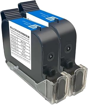 Inkjet Printer Fast-dry 12.7mm 2BK708 Solvent Ink Cartridge Date Text Code Colorful Ink Cartridge For Printer Head Replacement Printer Accessories2PC-Black
