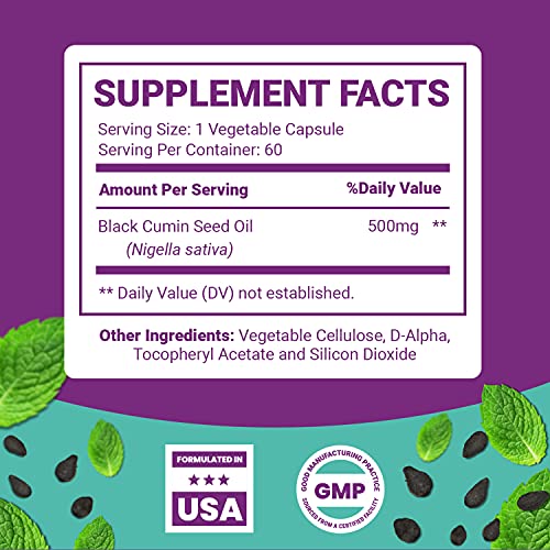 Premium Black Seed Oil Capsules - Nigella Sativa Black Seed Oil Pills For Digestive Health Immune Support And Brain Booster Antioxidant Supplement - Full Spectrum Black Cumin Seed Oil Capsules 500Mg #TOP2