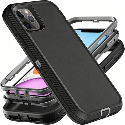 Coque iPhone 11 Pro antichoc et anti-chute robuste 3 couches protection intégrale noir gris