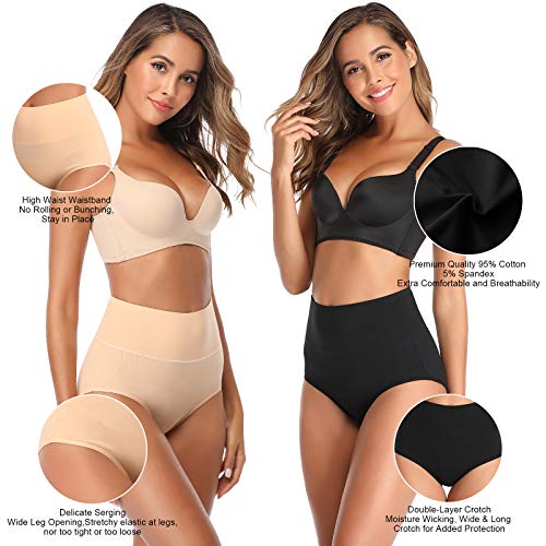 Image of Womens Underwear,Cotton Mid Waist No Muffin Top Full Coverage Brief Ladies Panties Lingerie Undergarments for Women Multipack