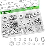 Ruibapa 360 Pcs Flat Washer and Spring Lock Washers Assortment Kit,7 SAE Sizes Washers for Bolts...