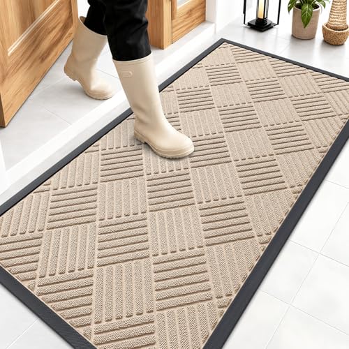Image of OLANLY Front Door Mat Outside Entrance 47x23, Waterproof Heavy-Duty Doormat