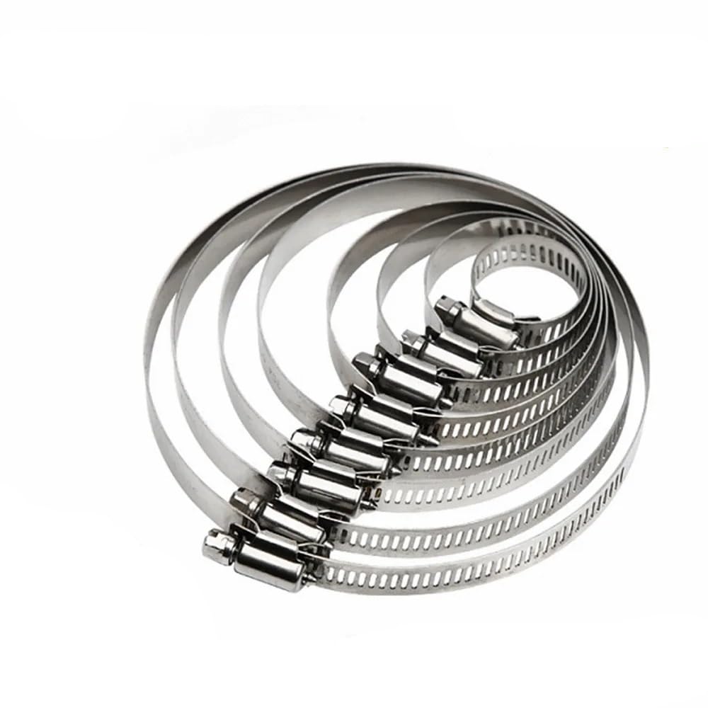 exquisito 10 Uds. Abrazadera de manguera de accionamiento ajustable de acero inoxidable de 8mm-700mm línea de combustible tamaño de gusano Clip aro abrazaderas de manguera a presión durable(290-350mm)