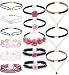 Tpocean 14 PCS Double Layer Lace Velvet Choker Set Necklace Leather Pink Floral Choker for Women Girls Teens Party Choker Jewelry Set Gifts