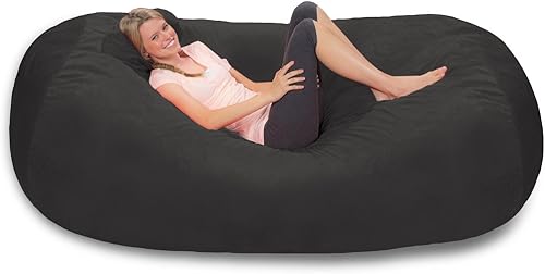 Miniatura 107 de Comfy Sacks - Puf de espuma viscoelástica de 7.5 pies, tumbona de piel sintética color negro Piel sintética, color negro,Piel sintética de color