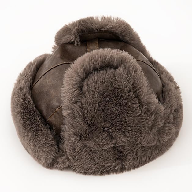 Winter Waterproof Trapper Hat,Women Men Faux Fur Bomber Hat, PU Leather Thermal Aviator Cap, Skating Skiing Hunting Hat - Image 4