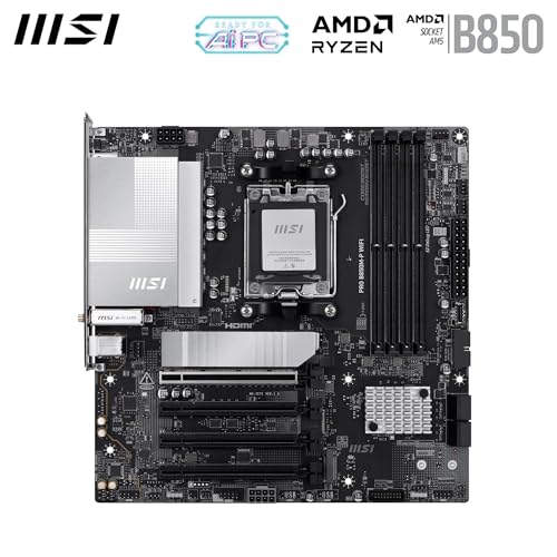 Image of MSI PRO B850M-P WiFi Motherboard, ATX - Supports AMD Ryzen 9000 /8000 / 7000 Processors, AM5 - DDR5 Memory Boost (8200+ MT /s OC), PCIe 5.0 x16 & 4.0 x16, M.2 Gen5, Wi-Fi 7, 5G LAN