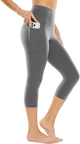 baleaf Nuleaf - Leggings capri elásticos para mujer, con bolsillos, cintura alta, cepillados, para yoga, entrenamiento, atletismo, control de