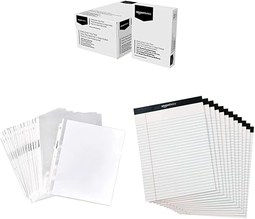 Tienda Basics Papel de impresora de copia multiusos 8 fundas de resmas y protectores de hojas transparentes de 85 x 11 pulgadas paquete de 100 y