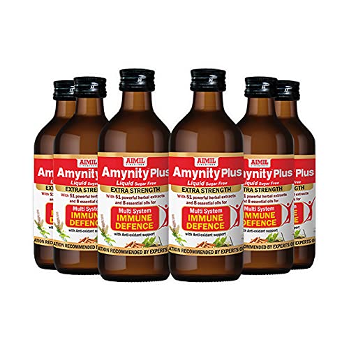 Image of AIMIL Amynity Plus Syrup - 200ml (Pack of 6) | Eases Breathing & Clears Respiratory Airways | Fights Cold | Helps Balance Immunity | Amla, Giloy, Tulsi, Ashwagandha, more Herbs & Antioxidants