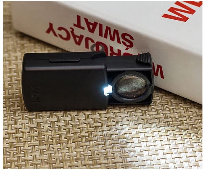 Image of Othmro 1Pcs 5X Mini Pocket Magnifying Glass, Glass Folding Magnifying with Rotating Protective Leather Sheath for Reading, Science, Jewelry, Books, Lens Size 2.4 inch Black