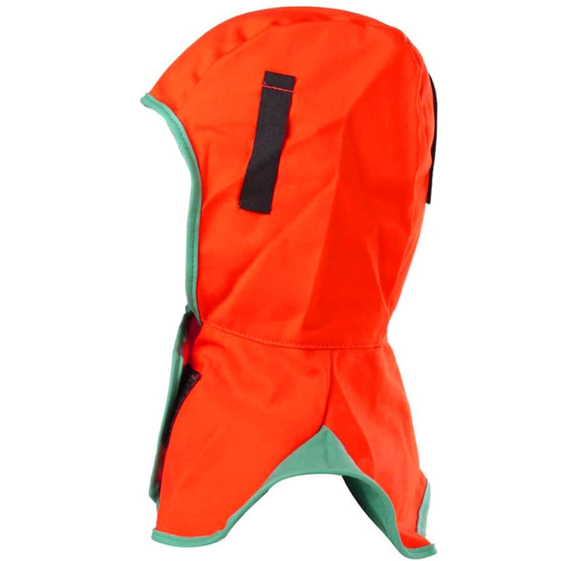 Cagoule De Protection Ignifuge Pour Soudage - Couvre Tête, Cou Et Visage - Tissu Lavable, Couleur Orange
