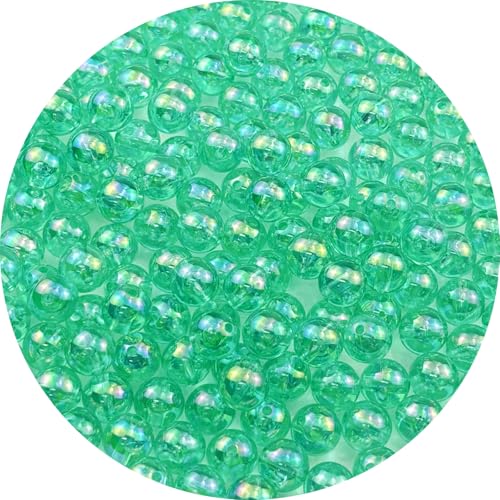 Pinhoollgo 200pcs 10mm Acrylic Round Beads AB Colors Spacer Beads with Hole for DIY Bracelet Necklace Jewelry Making Supplies Handmade Craft(Lake Green AB)