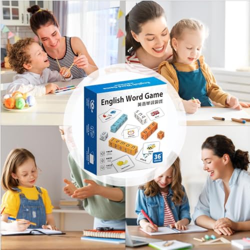Juegos de deletreo y ortografía infantil con bloques de madera para preescolar 4