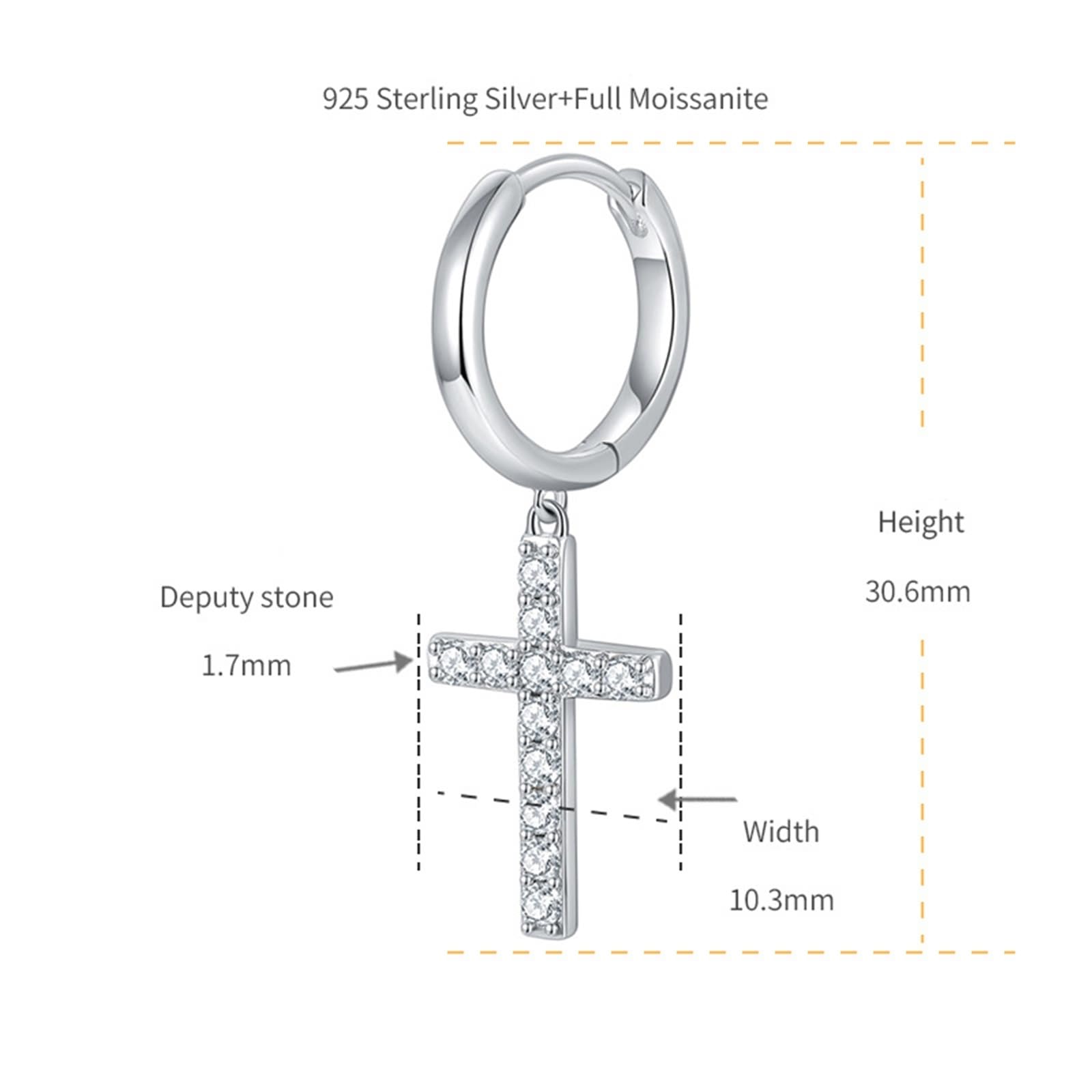 Epinki Orecchini da Donna Argento 925, Moissanite Pendente Croce Orecchini Ciondolo Gioielli