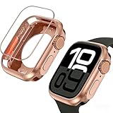 Confezione da 2 custodie per Apple Watch Series SE 3/2/1 (2025/2022/2020) / Serie 6 5 4 4 44 mm pellicola protettiva (sembra ultra e Ultra2), protezione totale a 360° in vetro + cornice posteriore +