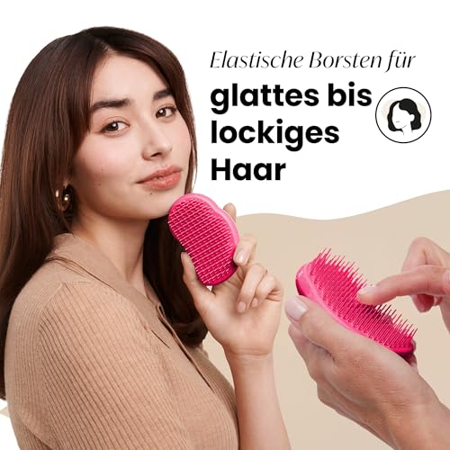 Tangle Teezer Original Entwirrungsbürste – Für Nasses & Trockenes Haar – Haarbürste für Alle Haartypen – Zweistufige Borsten Reduzieren Haarbruch & Entfernen Knoten – Pink Fizz