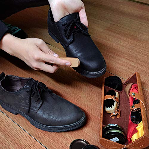 12-Piece Travel Shoe Shine Brush kit Shoe Shine Kit with PU Leather Sleek Elegant Case