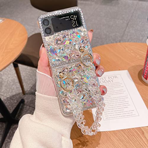 Coque Samsung Galaxy Z Flip 4 strass avec chaîne bracelet chic