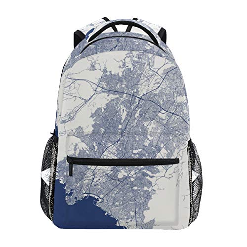 Preisvergleich Produktbild SIONOLY RucksackKarte Stadt Athen Attika GriechenlandNeu Lässige Daypack School Bookbag Verstellbare Umhängetaschen Reiserucksack