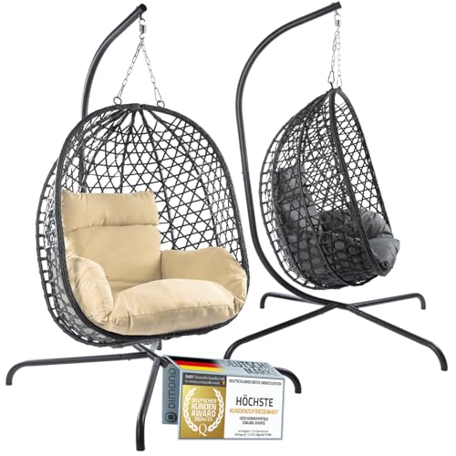 Hängesessel mit Gestell; Hängekorb Sessel; Schwebeliege Rattan Outdoor & Indoor Relax-Stuhl; Egg Schaukel ideal für Garten, Terasse, Kinderzimmer, Leseecke UVM. 120kg Tragkraft (Beige) Hängesessel mit Gestell; Hängekorb Sessel; Schwebeliege Rattan Outdoor & Indoor Relax-Stuhl; Egg Schaukel ideal für Garten, Terasse, Kinderzimmer, Leseecke UVM. 120kg Tragkraft (Beige)