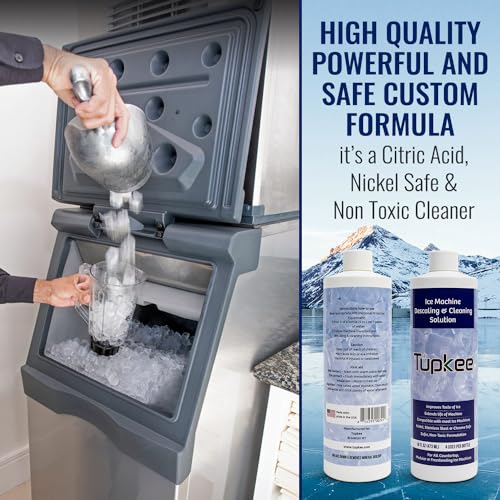 Tupkee Ice Machine Cleaner and Descaler - 16 fl oz, Nickel Safe Ice Maker Cleaner - Compatible with All Major Brands (Scotsman, KitchenAid, Affresh) - Made in USA