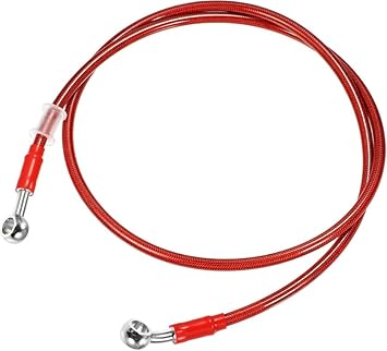 Universal 140cm Motorcycle Brake Clutch Oil Hose Line Pipe Hydraulic Reinforced Stainless Steel Braided Hose, RED