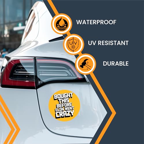 Image of Magnet Me Up I Bought This Before Elon Went Crazy Car Magnet Funny 5 Inch Bumper Magnetic Decal Yellow, Weatherproof, UV-Printed & Durable Elon Musk Car Decoration, Made in USA