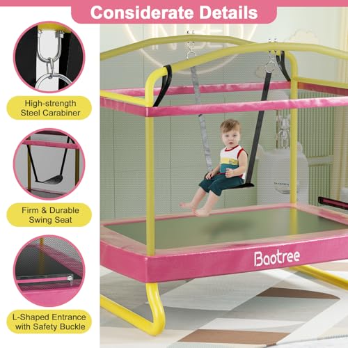 Rectangle Trampoline for Kids, 78” ASTM Approved Recreational Trampolines with Swing, Enclosure Net, Mini Rectangle Trampoline for Outdoor and Backyard, Gifts for Children & Boys & Girls - Image 4