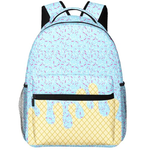 Ice Cream Drip Backpack Kawaii Shoulder Bag,Icecream Backpackdrip Lightweight Daypack for Women Men Bags Travel Hiking-Light blue